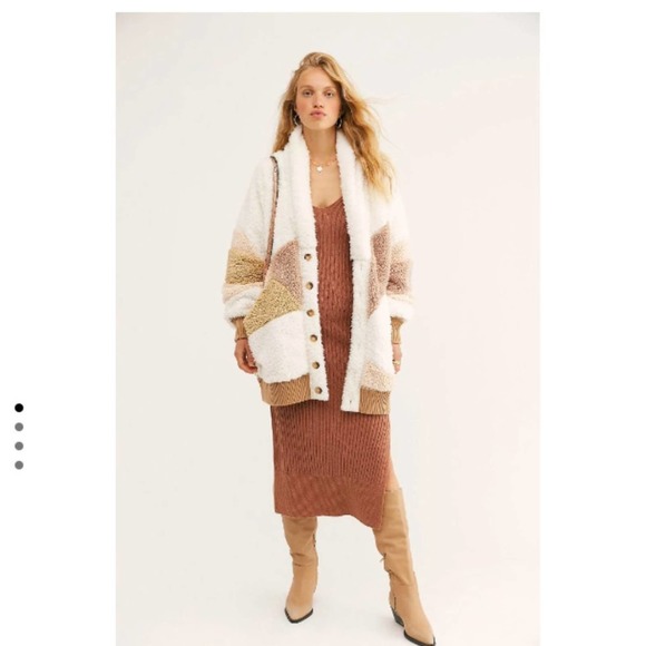 Rare Free People Selma Cardi Color Block Sherpa Cardigan Size S - Picture 2 of 9